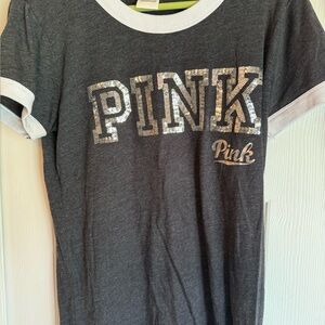 Victoria's Secret PINK Charcoal Ringer Tee Short Sleeve